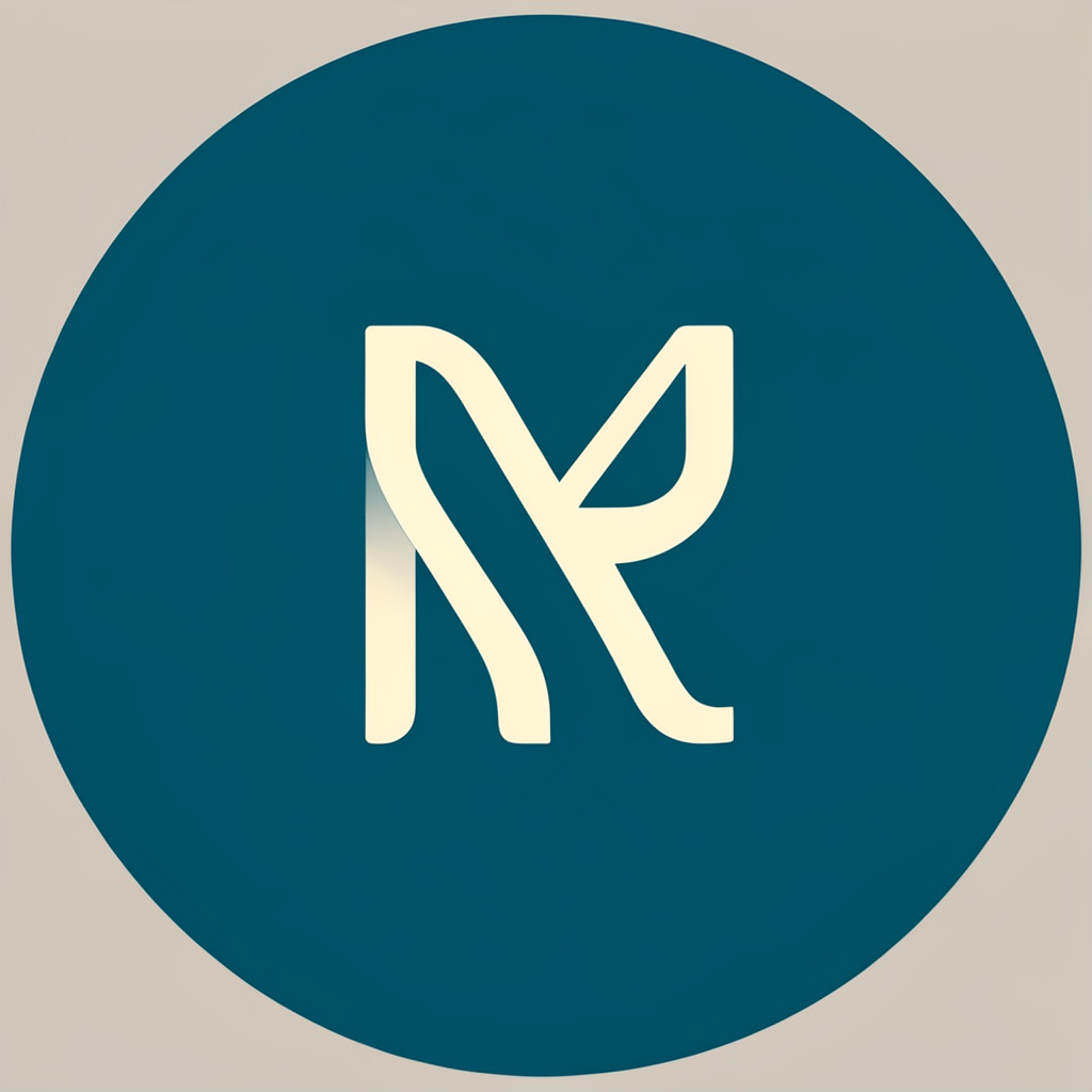Round teal avatar with cream highlight, simple monogram.