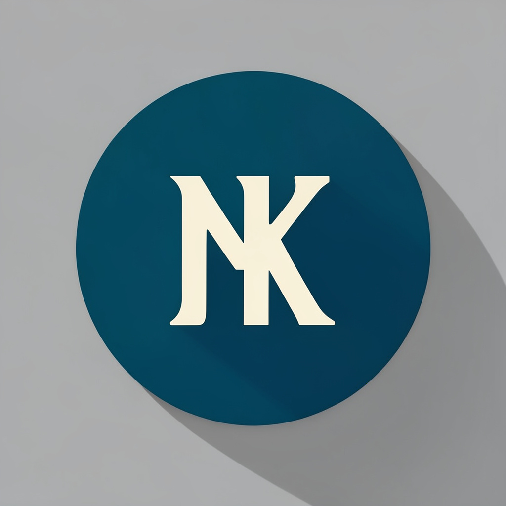 Round teal avatar with cream monogram, flat design.